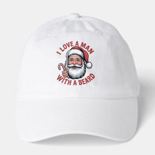 I Love a Man WIth a Beard Bearded Santa Christmas Hat