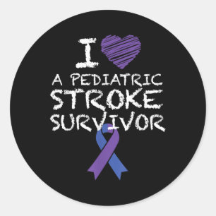 I Love A Pediatric Stroke Survivor Awareness Ribbo Classic Round Sticker