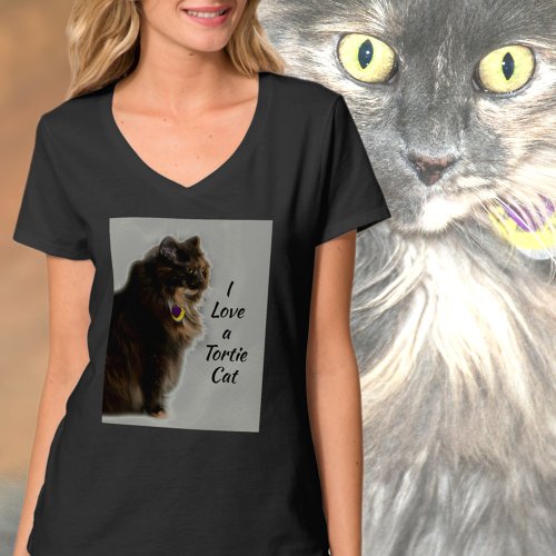 I Love a Tortie Cat Feline Photographic T_Shirt