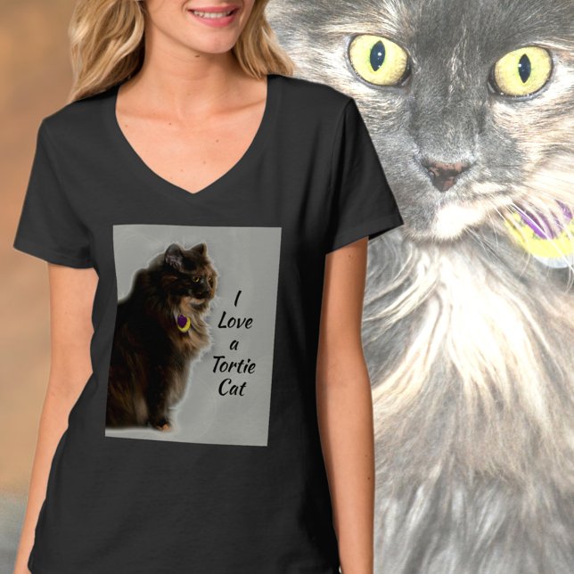 I Love a Tortie Cat Feline Photographic T-Shirt (Creator Uploaded)