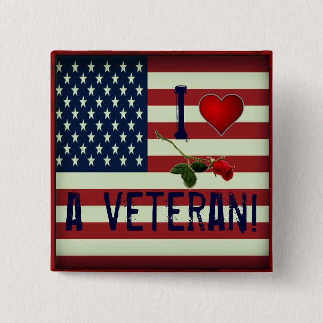I Love a Veteran Button (Front)