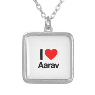 i love aarav silver plated necklace