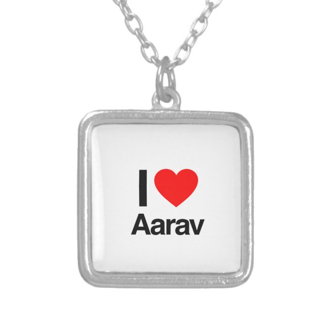 i love aarav silver plated necklace (Front)