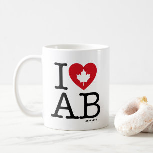 I Love AB I Heart Alberta Canada Personalized Coffee Mug