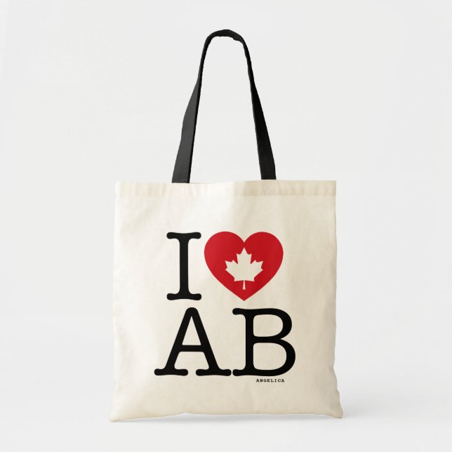 I Love AB | I Love Alberta Canada Custom Tote Bag (Front)