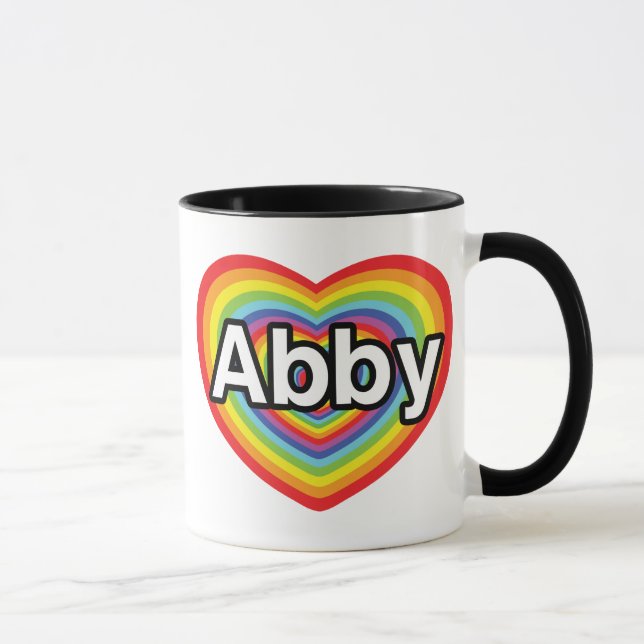 I love Abby, rainbow heart Mug (Right)