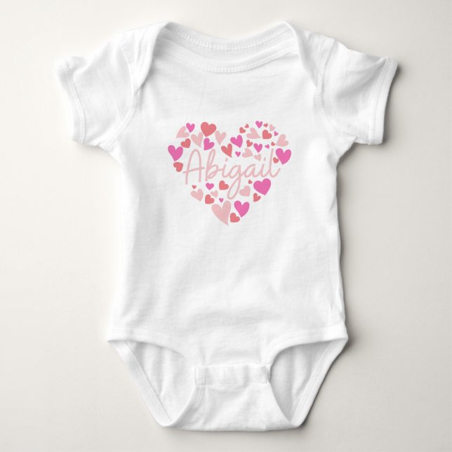 I love Abigail hearts in pink Baby Bodysuit (Front)