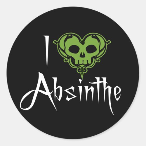 I Love Absinthe Classic Round Sticker