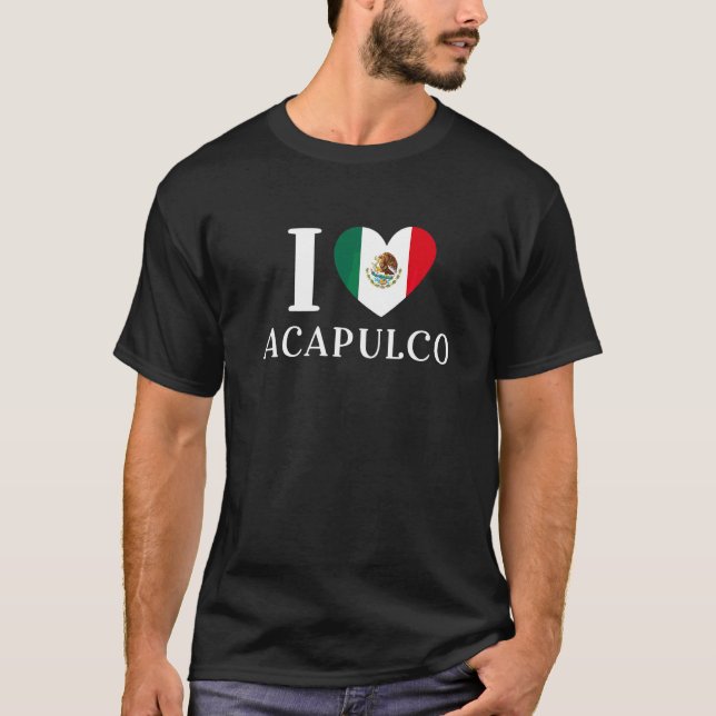 I Love Acapulco Heart Mexico Flag   T-Shirt (Front)