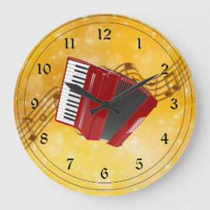 I Love Accordion Music Large Clock