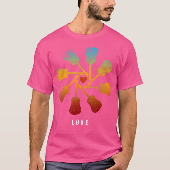 I Love Acoustic Guitars T Shirt Tee Gift Simple De (Front)