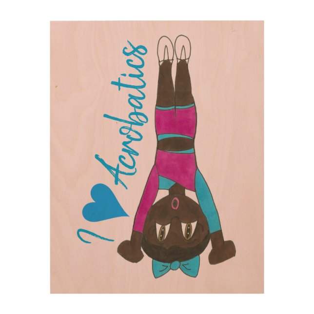 I Love Acro Acrobatics Gymnastics Tumbling Heart Wood Wall Art (Front)