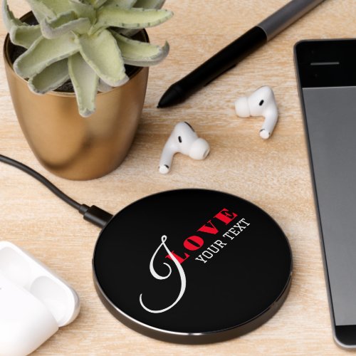 I love  add your text Black Valentine Gift Wireless Charger