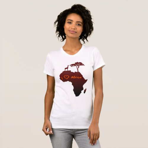 I Love Africa  African Safari Map T_Shirt