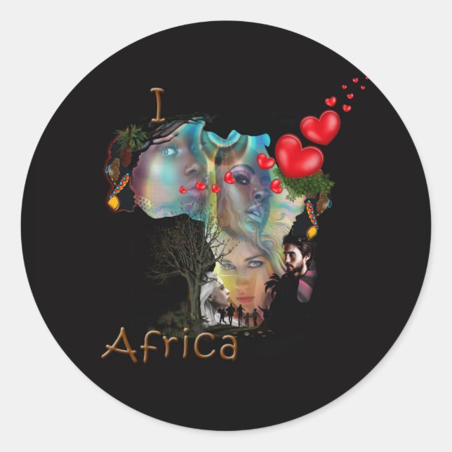 I love Africa  Classic Round Sticker (Front)