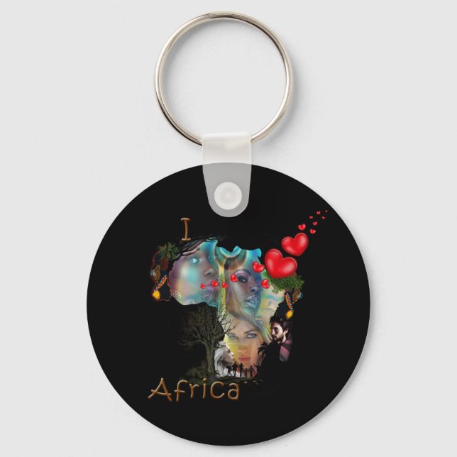 I love Africa  Classic Round Sticker Keychain (Front)