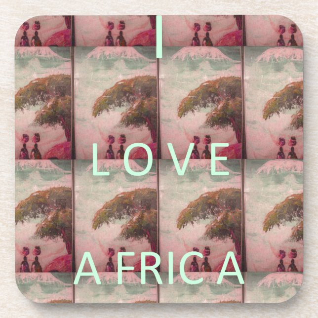 I Love Africa – Cultural Landscape Pattern Beverage Coaster (Front)