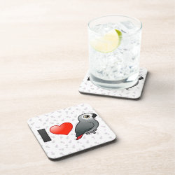 I Love African Grey Parrots Beverage Coaster