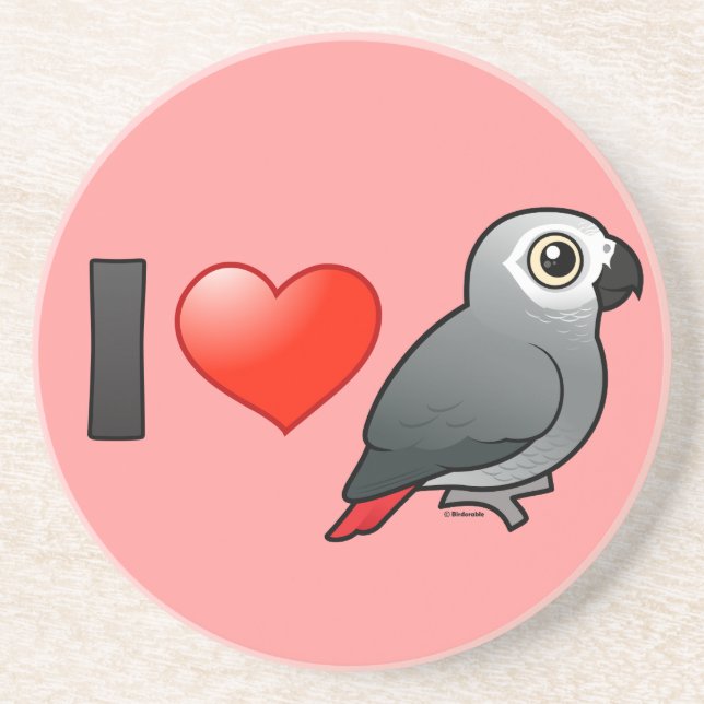 I Love Africa Greys Sandstone Coaster (Front)