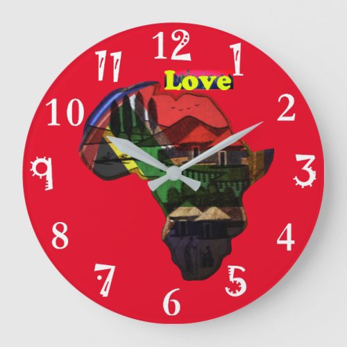 I Love Africa Kenya My Home Print Design Large Clock