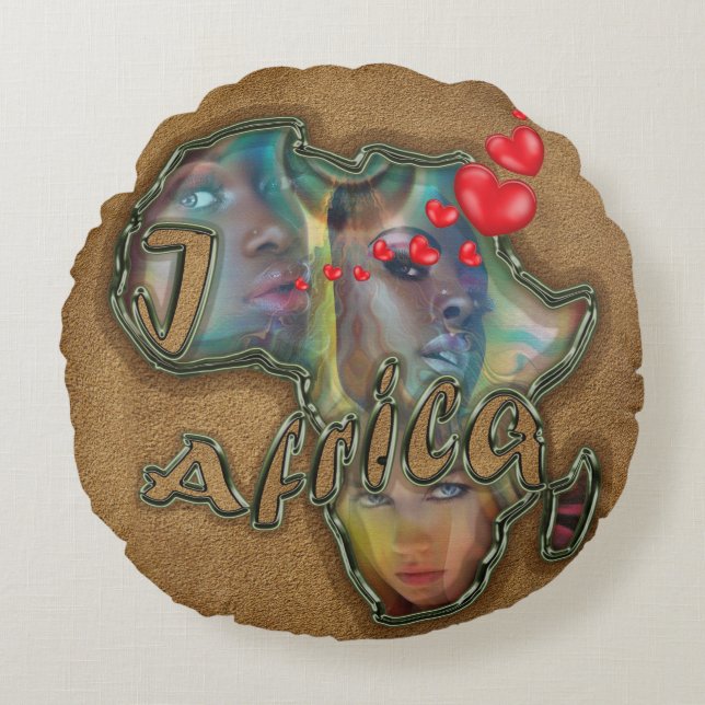 I love Africa Round Pillow (Front)