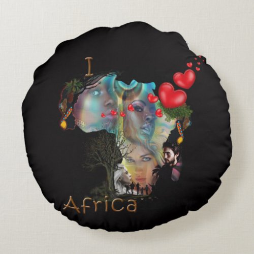 I love Africa Round Pillow