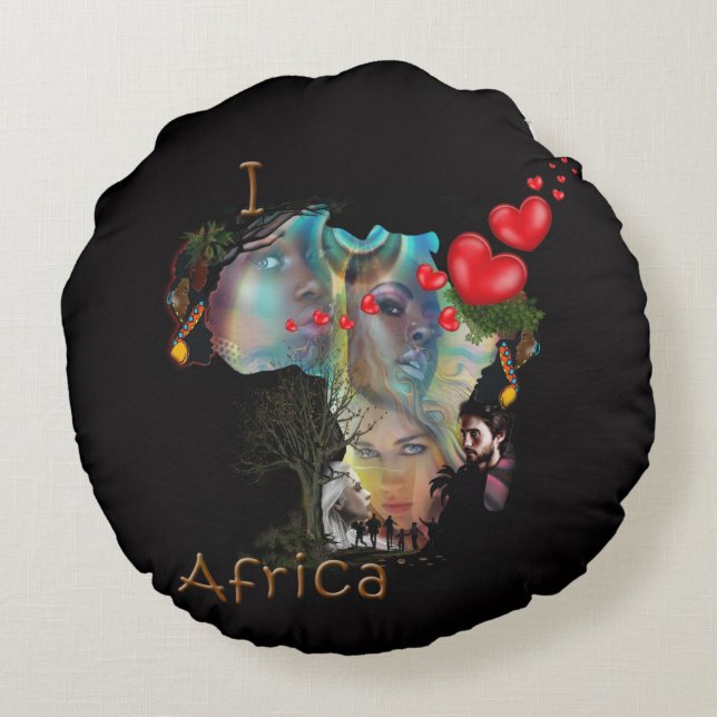 I love Africa Round Pillow (Back)