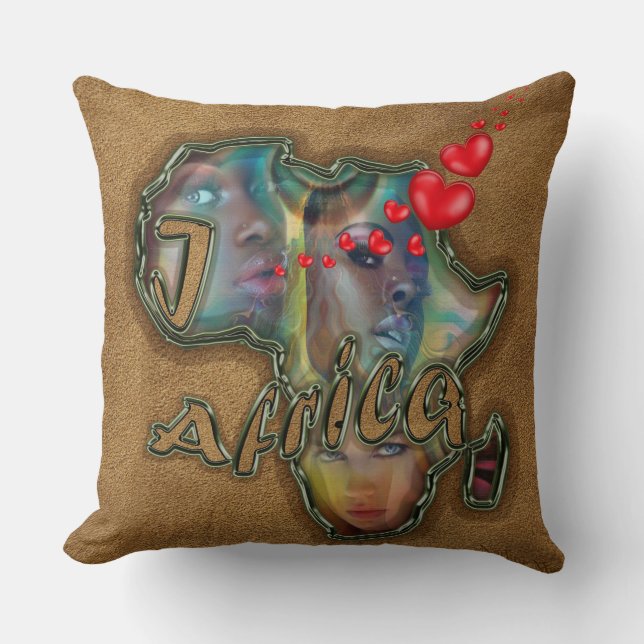 I love Africa Throw Pillow (Front)