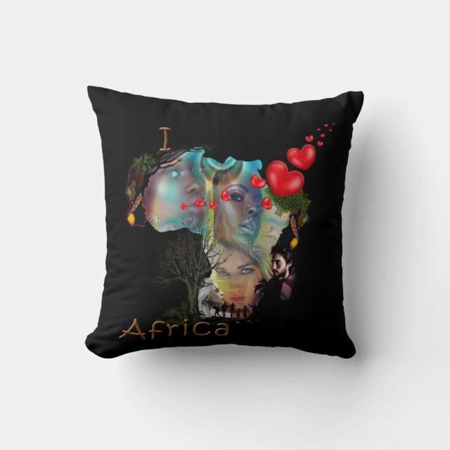 I love Africa Throw Pillow (Front)
