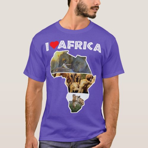 I Love Africa Wildlife Map Collage T_Shirt