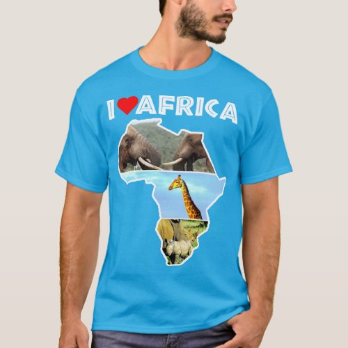I Love Africa Wildlife Map Collage T_Shirt