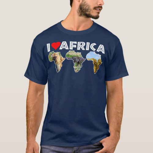 I Love Africa Wildlife Map Collage Trio T_Shirt