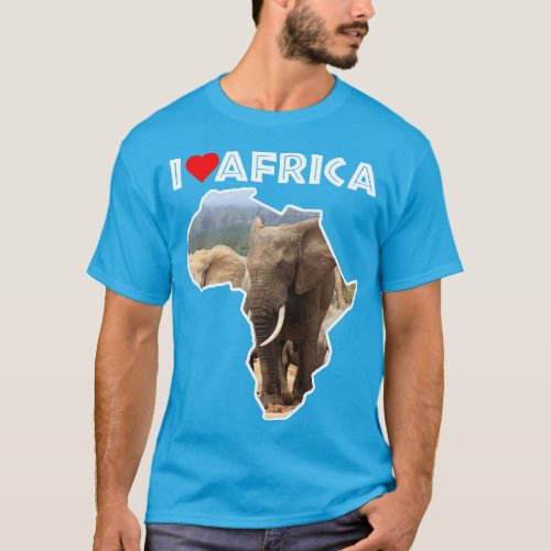 I Love Africa Wildlife Map Elephant Bull T_Shirt