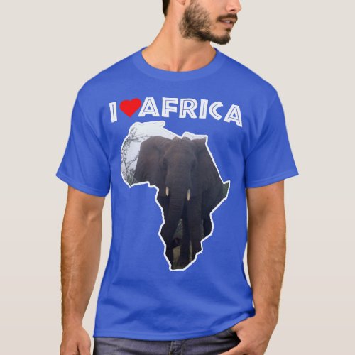 I Love Africa Wildlife Map Elephant Mist T_Shirt