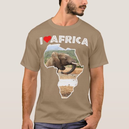 I Love Africa Wildlife Map Elephant Rising T_Shirt