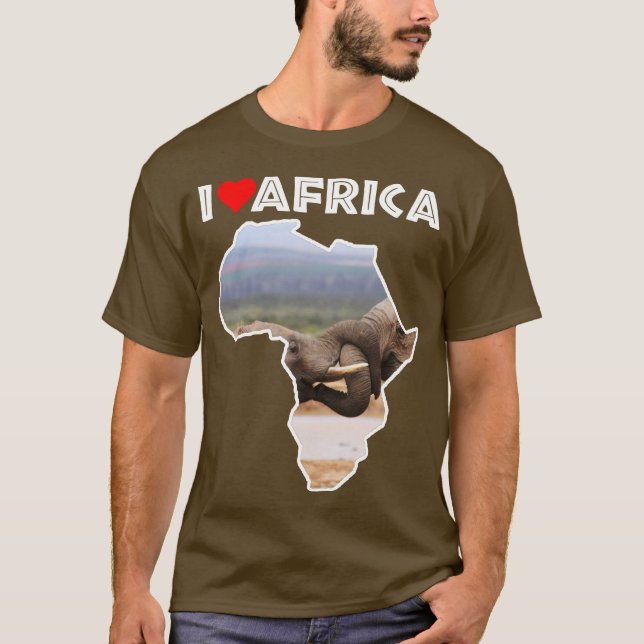 I Love Africa Wildlife Map Elephant Tug of War T-Shirt (Front)