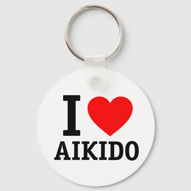 I Love Aikido Keychain (Front)