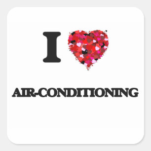 I Love Air-Conditioning Square Sticker
