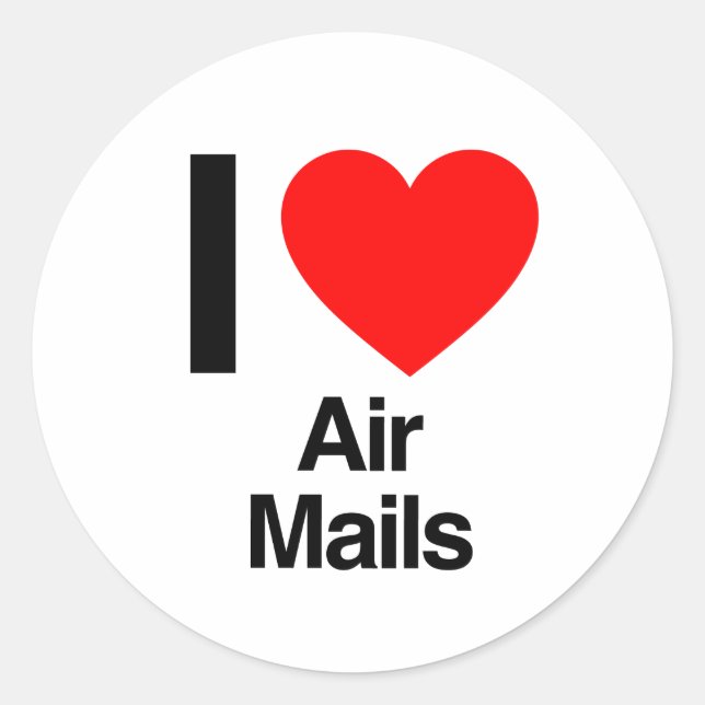 i love air mails classic round sticker (Front)
