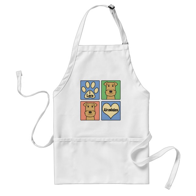 I Love Airedales Adult Apron (Front)
