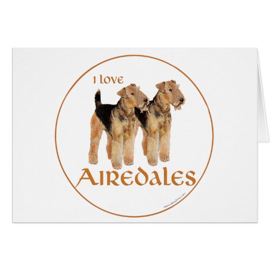 I Love Airedales Cards (Front Horizontal)