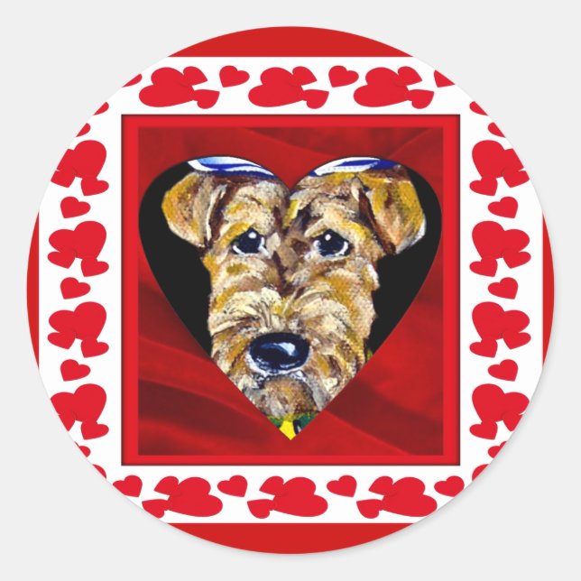 I Love Airedales Classic Round Sticker (Front)
