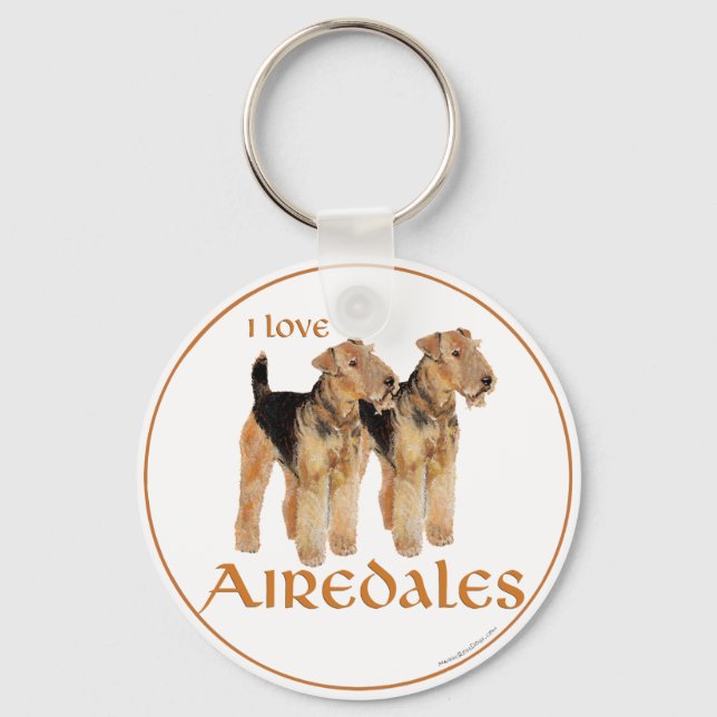 I Love Airedales Keychain (Front)