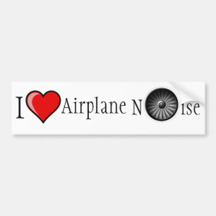 I Love Airplane Noise Bumper Sticker