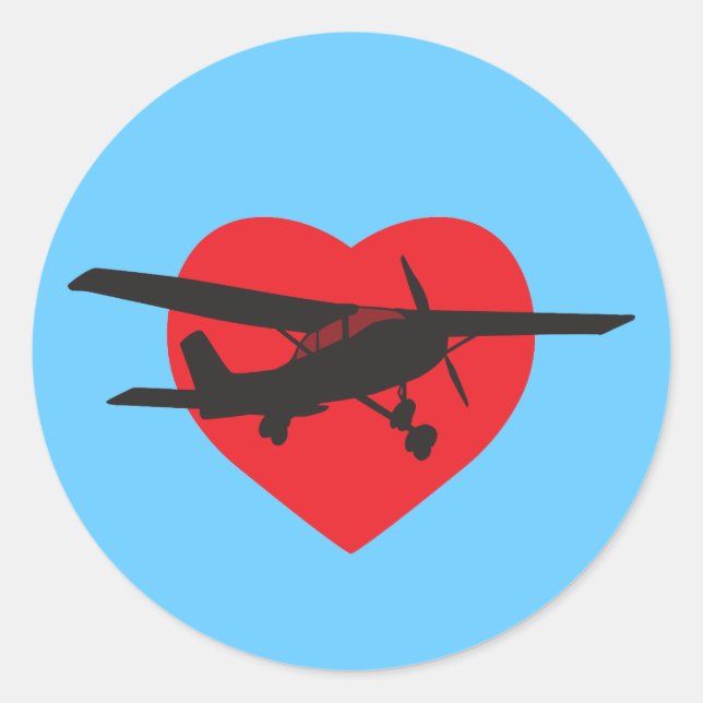 I Love Airplanes Classic Round Sticker (Front)