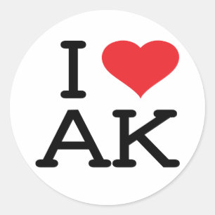 I Love AK - Heart - Sticker 6 pk
