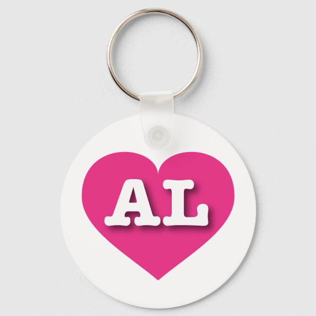 I love Alabama - AL hot pink heart Keychain (Front)