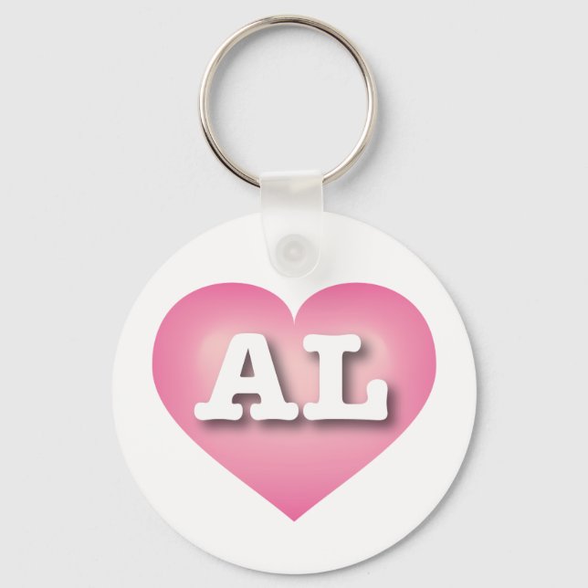 I love Alabama - AL pink fade heart Keychain (Front)