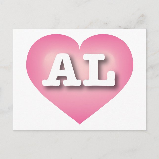I love Alabama - AL pink fade heart Postcard (Front)