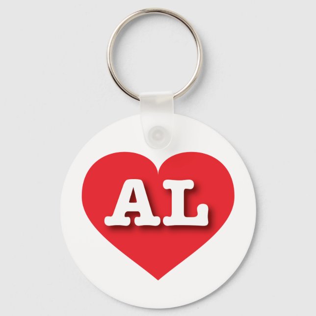 I love Alabama  - AL red heart Keychain (Front)